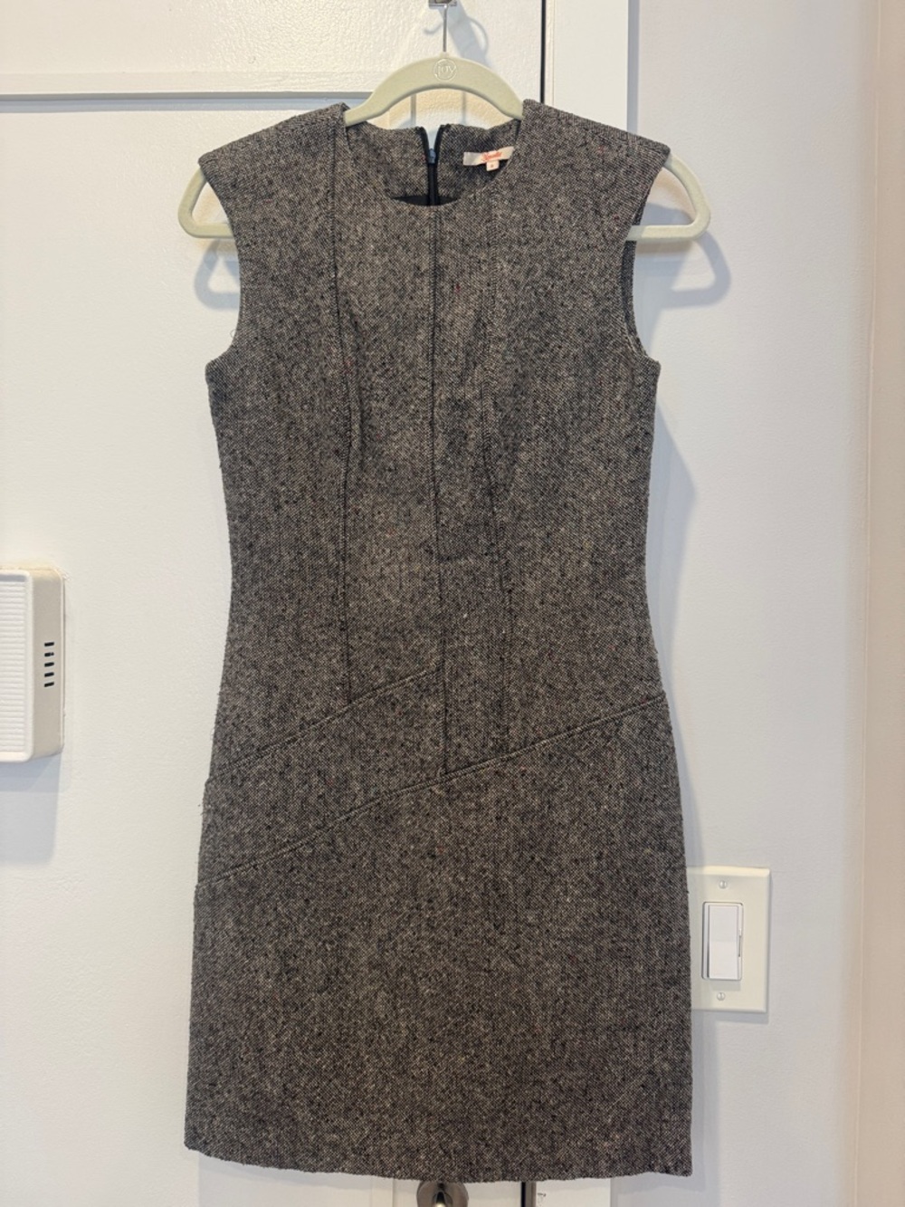 Sleeveless Tweed Midi Dress in Gray